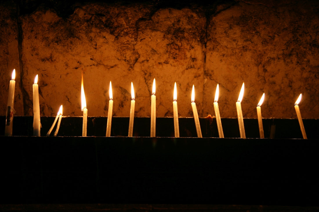 candles on black metal candle holder