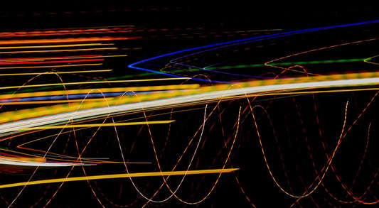 a blurry photo of a car's headlights