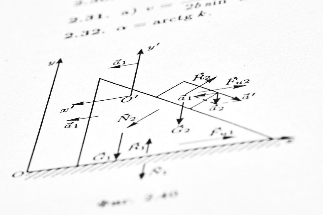 Diagram illustrates various forces and vectors.