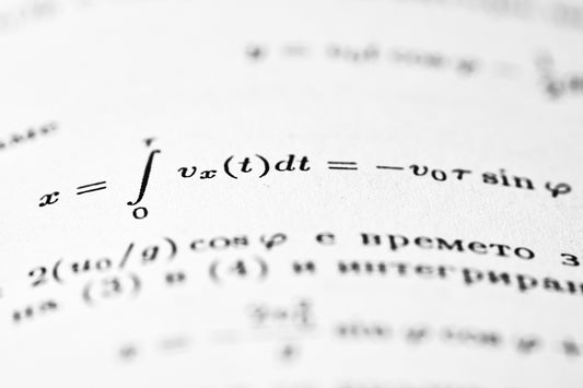 The image shows complex mathematical formulas on paper.