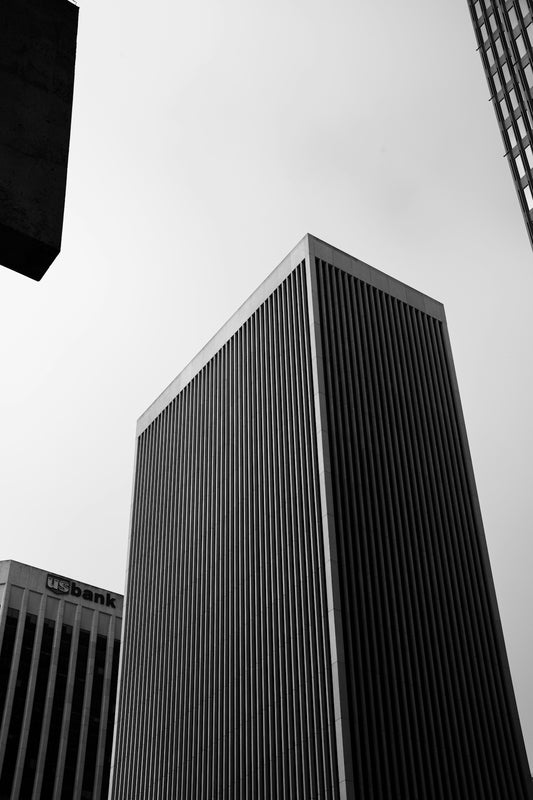 Modern skyscrapers against a clear sky