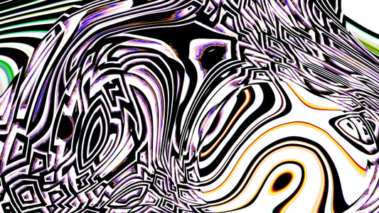 Abstract psychedelic pattern with black and white swirls